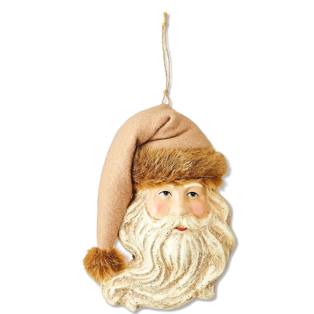 Santa Claus Paper Mache Fur Trim Christmas Ornament 6.6” by Holiday Time